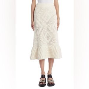 NWT Fabrique Limited Edition Knit Midi White Skirt by Kathleen Hanhee Size 0